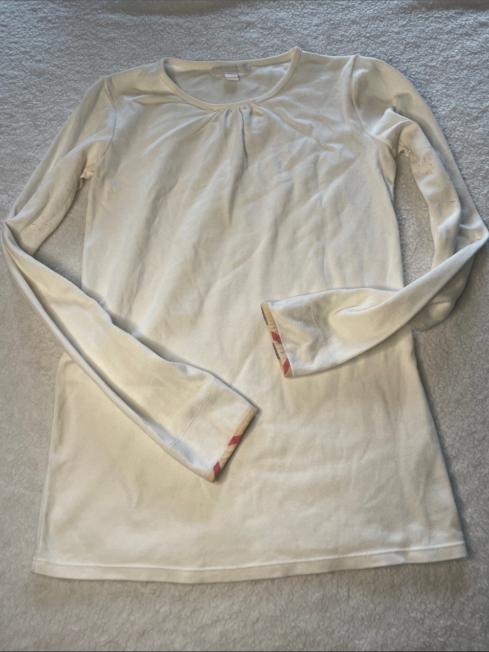 Girls 14 Women XS 🚨Worn Burberry Cream Long Sleeve Top